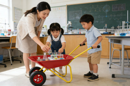 Children's metal trolley, Load-bearing capacity: 33LBS,children's heavy vehicle, metal structure two-wheeled trolley, steel pallet, can be used in gardens, loading leaves, soil, sand, etc. (red)