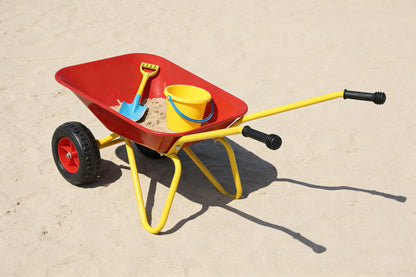 Children's metal trolley, Load-bearing capacity: 33LBS,children's heavy vehicle, metal structure two-wheeled trolley, steel pallet, can be used in gardens, loading leaves, soil, sand, etc. (red)