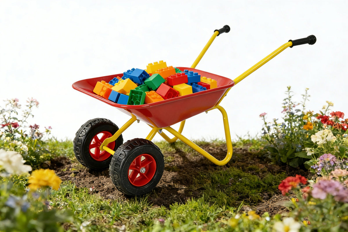 Children's metal trolley, Load-bearing capacity: 33LBS,children's heavy vehicle, metal structure two-wheeled trolley, steel pallet, can be used in gardens, loading leaves, soil, sand, etc. (red)