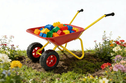 Children's metal trolley, Load-bearing capacity: 33LBS,children's heavy vehicle, metal structure two-wheeled trolley, steel pallet, can be used in gardens, loading leaves, soil, sand, etc. (red)