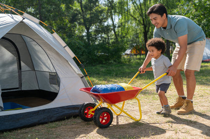 Children's metal trolley, Load-bearing capacity: 33LBS,children's heavy vehicle, metal structure two-wheeled trolley, steel pallet, can be used in gardens, loading leaves, soil, sand, etc. (red)