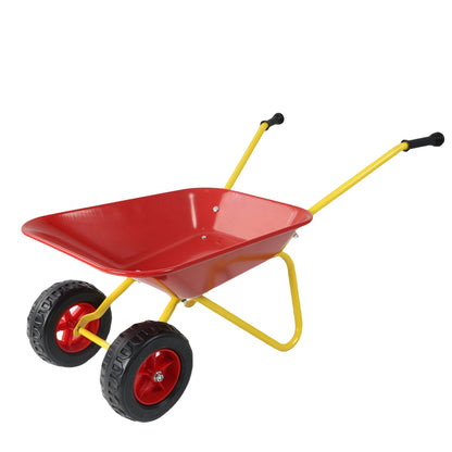 Children's metal trolley, Load-bearing capacity: 33LBS,children's heavy vehicle, metal structure two-wheeled trolley, steel pallet, can be used in gardens, loading leaves, soil, sand, etc. (red)
