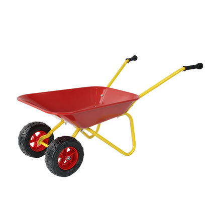 Children's metal trolley, Load-bearing capacity: 33LBS,children's heavy vehicle, metal structure two-wheeled trolley, steel pallet, can be used in gardens, loading leaves, soil, sand, etc. (red)