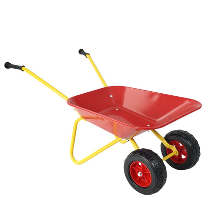 Children's metal trolley, Load-bearing capacity: 33LBS,children's heavy vehicle, metal structure two-wheeled trolley, steel pallet, can be used in gardens, loading leaves, soil, sand, etc. (red)
