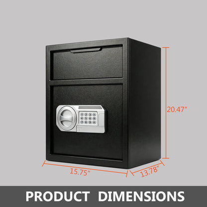 Commercial Safe with Drop Slot for Cash Deposits, Multi-Scene Safe for Office, Household & Commercial Use, Equipped with Password Lock, Emergency Override Keys and Intelligent Anti-Theft Alarm System,