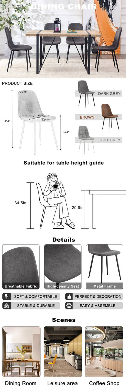 Comfortable Linen-Cotton Dining Chair Set - Six Pieces in Dark Gray.Integrated Seat and Backrest,Linen-Cotton Material,Modern Home Matching.W1151124300