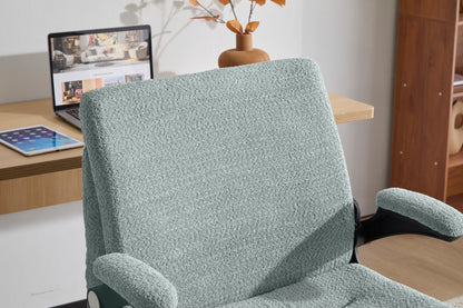 Criss Cross Legged Office Chair with Flip-Up Back Built-In Dynamic Airbag Lumbar Support, Wide Seat Desk Chair with Flip-Up Arms and Wheels, Modern Cross-Leg Chair for Home Office, Vanity, Light Green