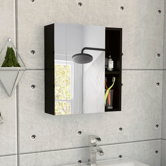 Labelle Medicine Cabinet With Mirror, Five Internal Shelves, Single Door -Black
