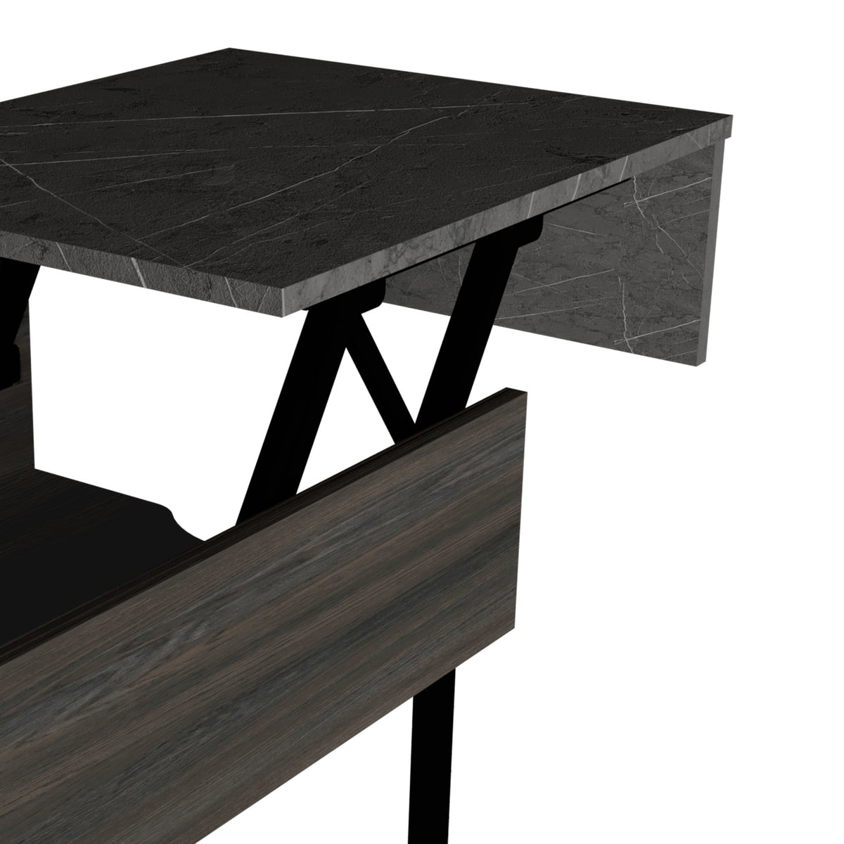 Lift Top Coffee Table, One Drawer, Two Legs, Carbon Espresso / Onyx