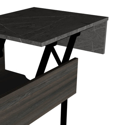 Lift Top Coffee Table, One Drawer, Two Legs, Carbon Espresso / Onyx