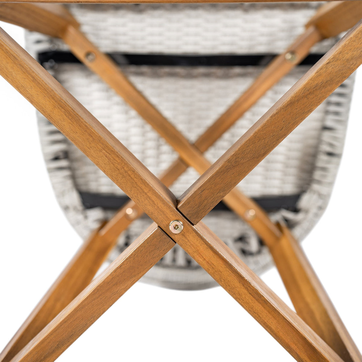 Lymington Outdoor Bar Stool, Teak Finished Wood with Light Grey Wicker, Set of 2