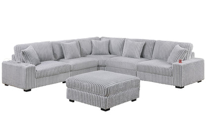 Mink Gray Fur-Like Corduroy Armless Chair Modular 1pc Chair w Pillow Living Room Furniture Contemporary Style