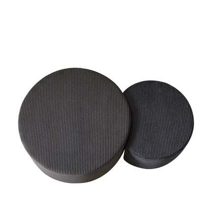 Modern Upholstered Round Coffee Table Set of 2 in Black, Corduroy Fabric, No Assembly, Perfect for Living Room or Bedroom