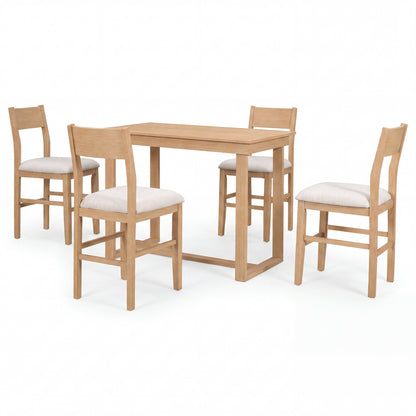 TOPMAX Farmhouse Counter Height 5-Piece Dining Table Set with 1 Rectangular Dining Table and 4 Dining Chairs for Small Places, Natural