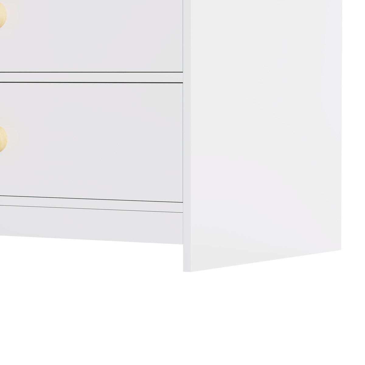 White Nightstand with 2 Drawers and Open Shelf, MDF Bedside Table with Curved Side Panels, Modern End Table for Bedroom, Kids Room, Nursery, Living Room, Storage Cabinet for Adults and Children