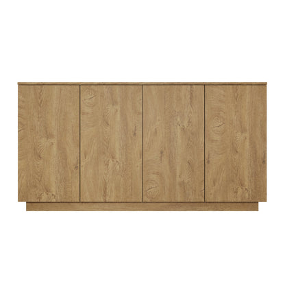 Wood Sideboard Buffet Cabinet, Natural  4-Door Storage Credenza with Adjustable Shelves, 59.1" Wide Large Side Board Cabinet, Particle Board Console Cabinet for Dining Room Kitchen Living Room Entrywa