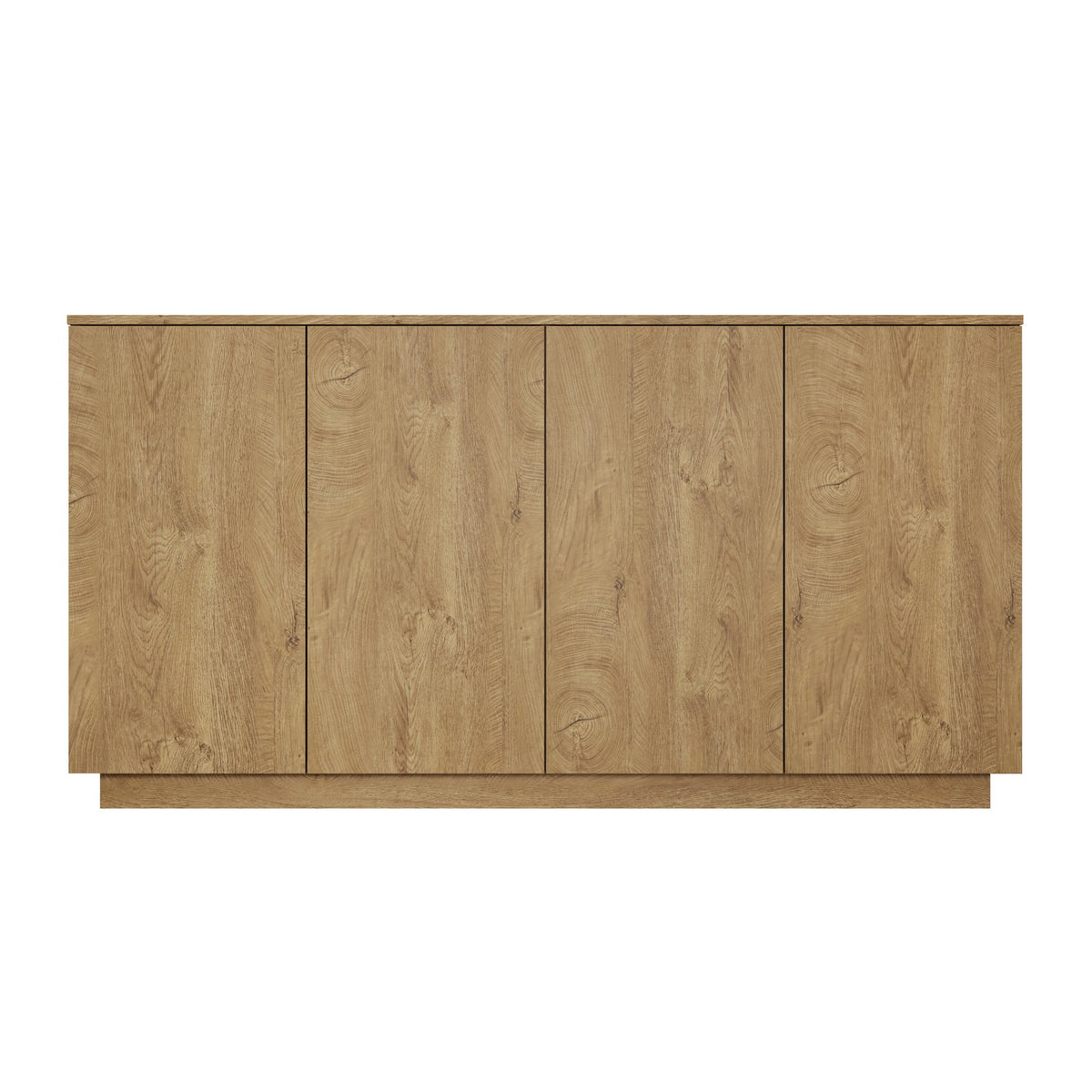 Wood Sideboard Buffet Cabinet, Natural  4-Door Storage Credenza with Adjustable Shelves, 59.1" Wide Large Side Board Cabinet, Particle Board Console Cabinet for Dining Room Kitchen Living Room Entrywa