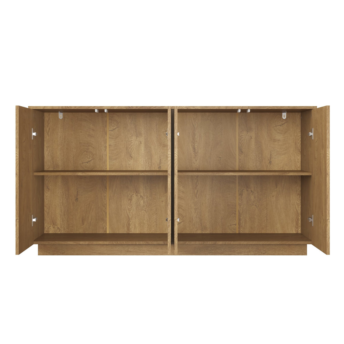 Wood Sideboard Buffet Cabinet, Natural  4-Door Storage Credenza with Adjustable Shelves, 59.1" Wide Large Side Board Cabinet, Particle Board Console Cabinet for Dining Room Kitchen Living Room Entrywa