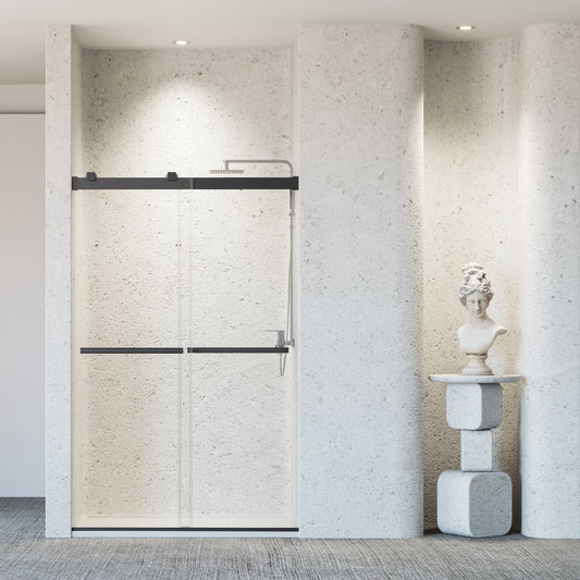 46-48" W * 76" H Frameless Double Sliding Soft-Close Shower Door, Bathroom Sliding Shower Door, 5/16" Thick SGCC Tempered Glass Door