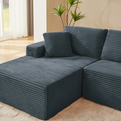 L-Shaped Cloud Sectional Sofa with Deep Seat, No Assembly Required, Modular Couches Sleeper, Dark Grey – Model W2339S00118