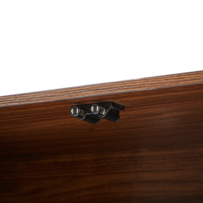 Sideboard Storage Cabinet TV Stand with wave pattern Buffet Cabinet Wooden Vertical Striped Cabinet for Kitchen/Bedroom/Entryway. Walnut