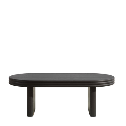 Mid Century Modern Oval Fluted Coffee Table, Farmhouse Wood Coffee Table, Cocktail Table, Center Table, Home Decor(Black