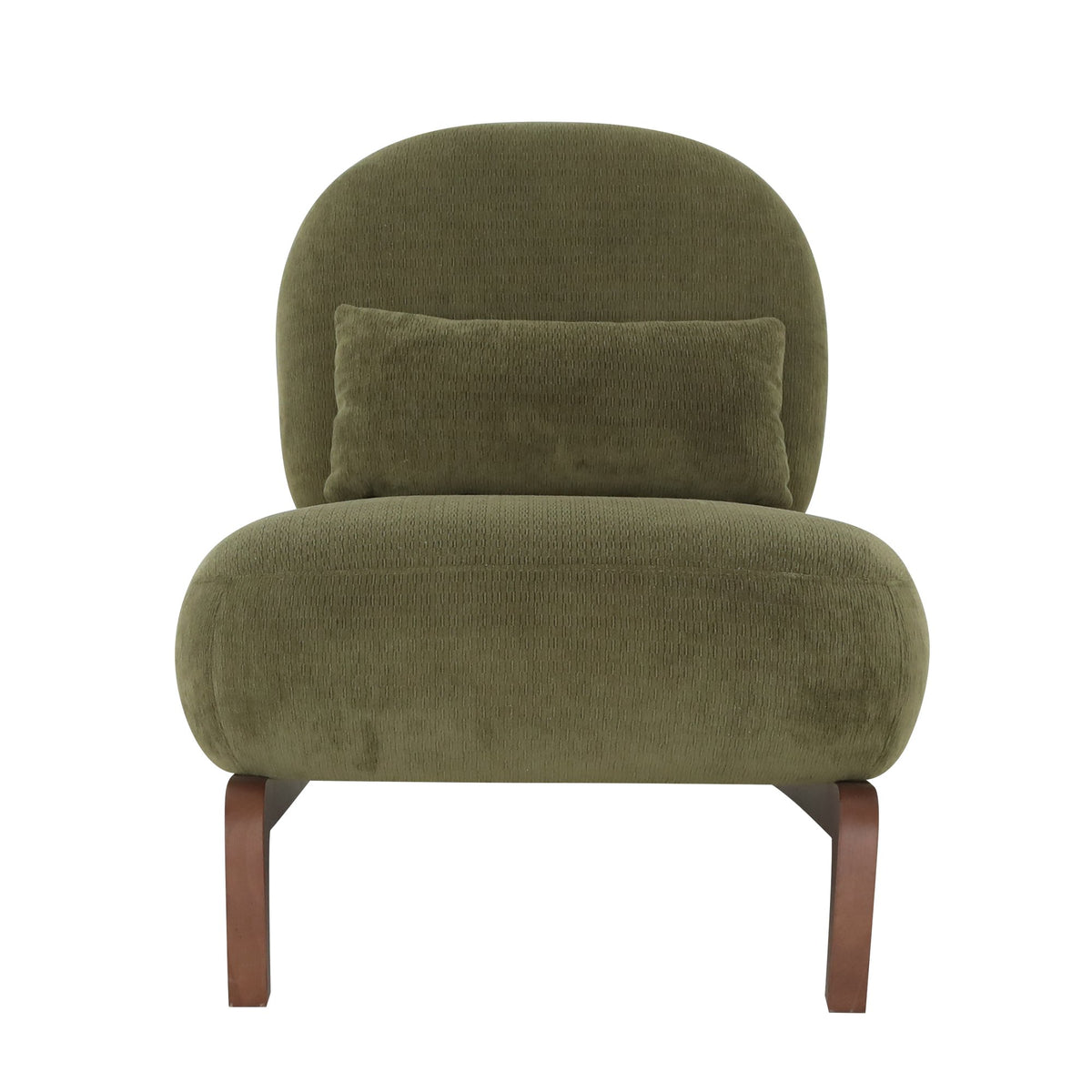 Cute Accent Chair with Solid Wood Legs, Velvet Living Room Chair with Soft Cushion, Cozy Bedroom Chair, Comfy Armless Reading Chair - Green – Model W2105S00014