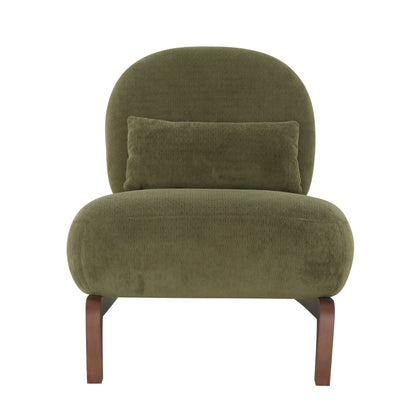 Cute Accent Chair with Solid Wood Legs, Velvet Living Room Chair with Soft Cushion, Cozy Bedroom Chair, Comfy Armless Reading Chair - Green – Model W2105S00014