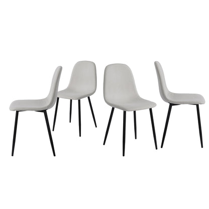 Dining Chairs Set of 4, Modern Accent Chairs with Linen Fabric Upholstered Seat - Beige