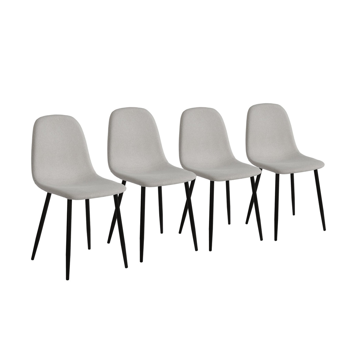 Dining Chairs Set of 4, Modern Accent Chairs with Linen Fabric Upholstered Seat - Beige