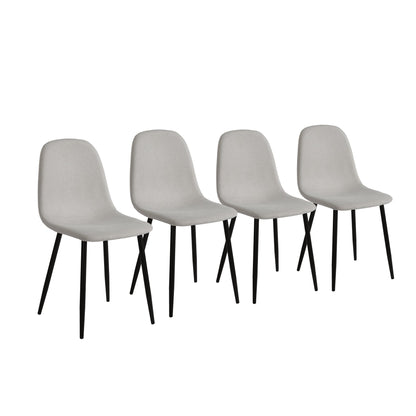 Dining Chairs Set of 4, Modern Accent Chairs with Linen Fabric Upholstered Seat - Beige