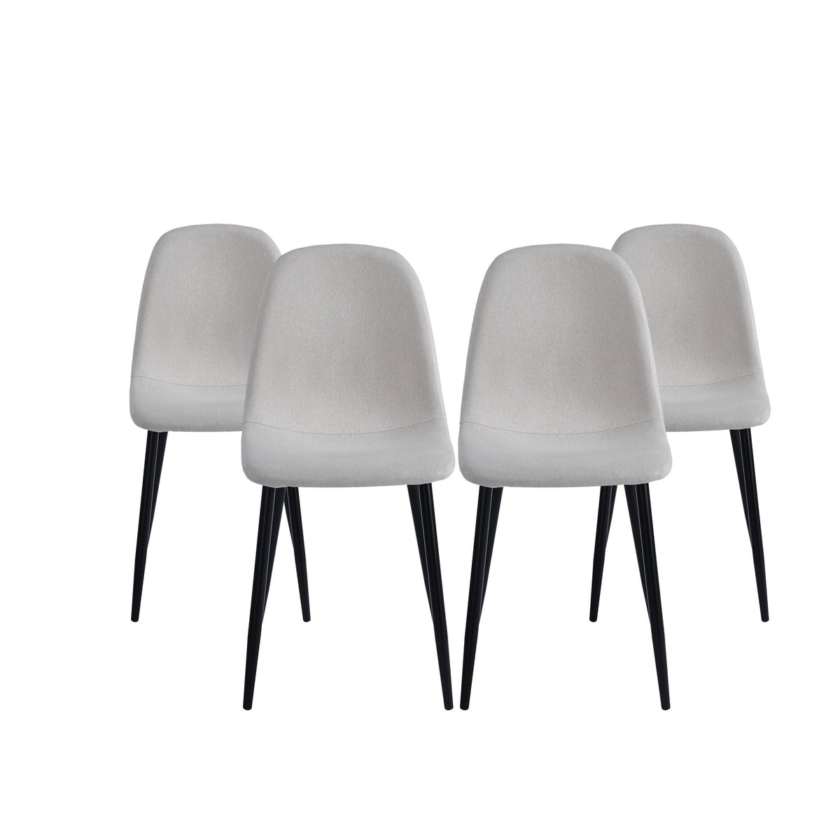 Dining Chairs Set of 4, Modern Accent Chairs with Linen Fabric Upholstered Seat - Beige