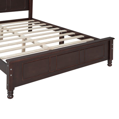 3-Pieces Bedroom Sets, Full Size Wood Platform Bed and Two Nightstands-Dark Walnut