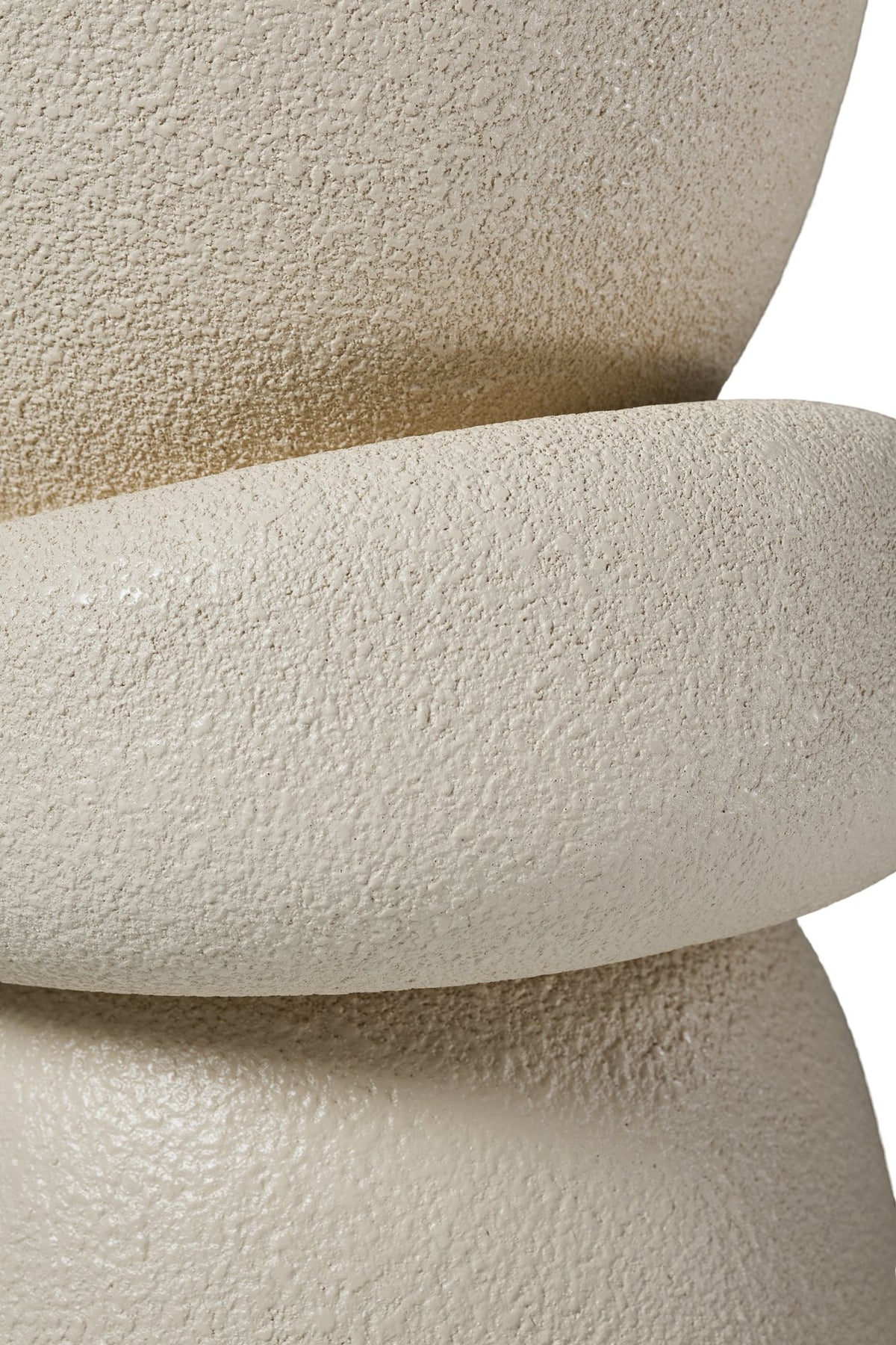 16.14''×13.78''×21.65'' Stacked Organic Sculptural Side Table, Cream Textured Round Fiberglass Accent End Table for Living Room Sofa Corner, No Assembly Required.