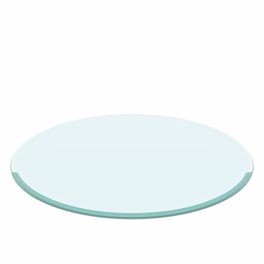 28" Inch Round Tempered Glass Table Top Clear Glass 2/5 Inch Thick Beveled Polished Edge  (Old Sku:W126560357)