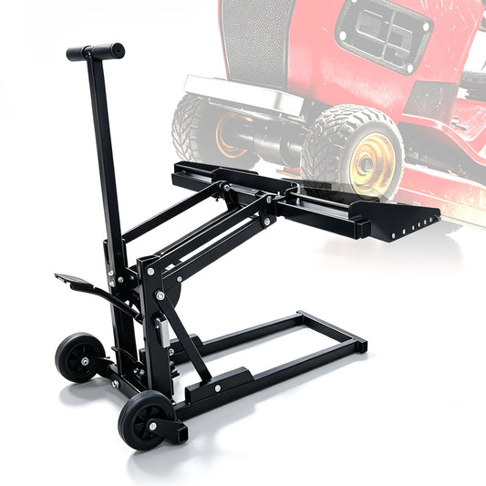 550 Lbs Riding Mower Lift Jack, Safety Lock, Non-Slip Wheels, 36"-50" Span, 550 Lbs Steel Lift Jack, Adjustable Front Span 36"-50", Safety Lock, Non-Slip Wheels, for Mowers/ATVs/Motorcycles