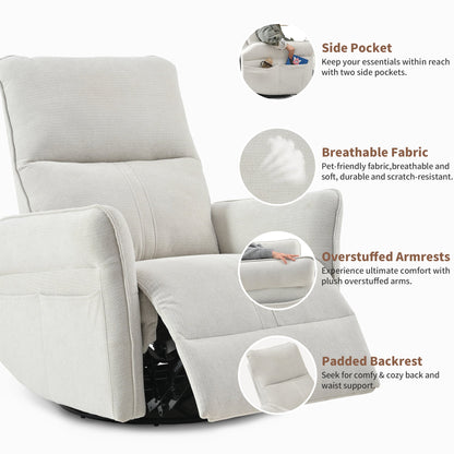 360° Swivel Rocker Recliner Chair, Swivel Nursery Rocking Chair w/Pull Ring, Glider Chair, Modern Rocking Swivel Recliner Chair
