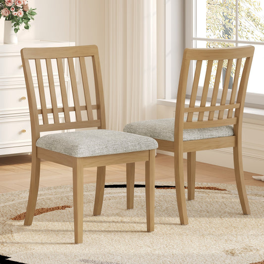 2-Piece Modern Scandinavian Dining Chairs, Curved Wood Backrest with Gray Fabric Seat, Finish for Dining Room and Apartment, Easy to Assembly - NATURAL