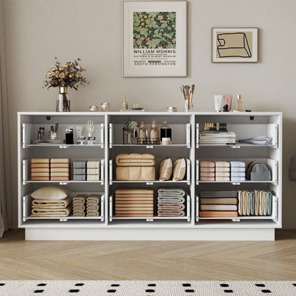 9 Drawer Dresser for Bedroom with Deep Drawers, Large Floor Wood Dressers & Chest of Drawers , Modern White Long Dressers for Closet Living Room
