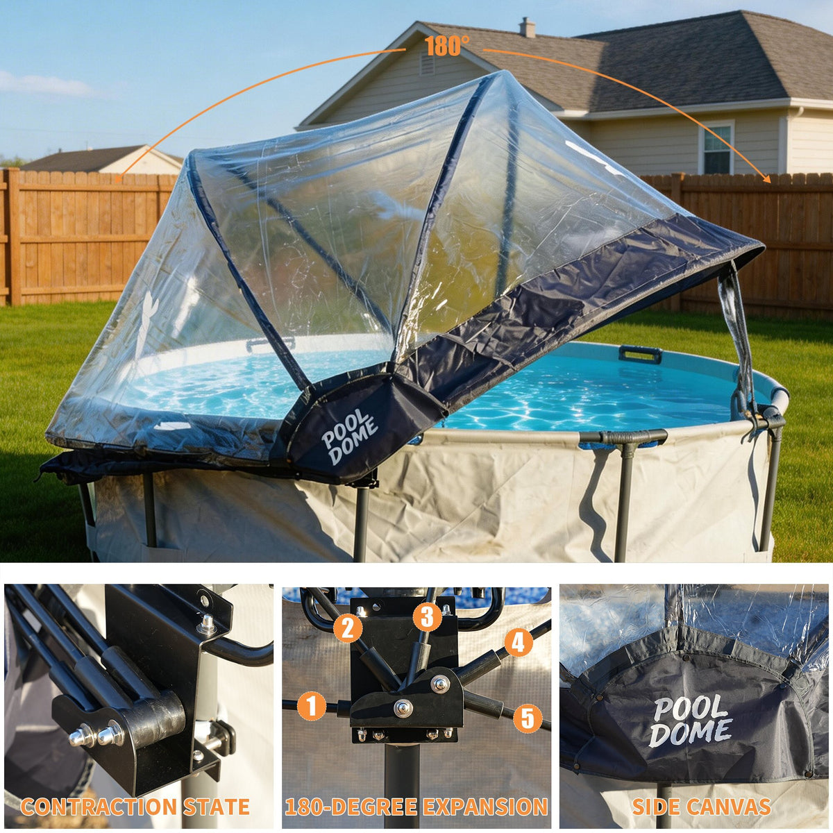 15 FT Round Multifunctional All Weather Cover Pool Dome Enclosure for Outdoor Pools, Compatible Clean & Warm Water, Suitable for 15 foot Round Frame Pools