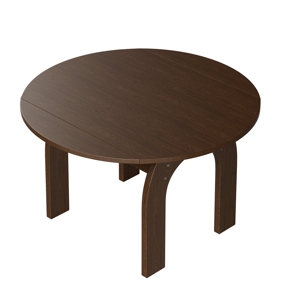 51.2" Solid Wood Extendable Dining Table, Converts Oval to Round with Walnut Finish, Sturdy Arch-Shaped Legs & Drop Leaf Design, Farmhouse Kitchen Table for Small Spaces, Easy Assembly