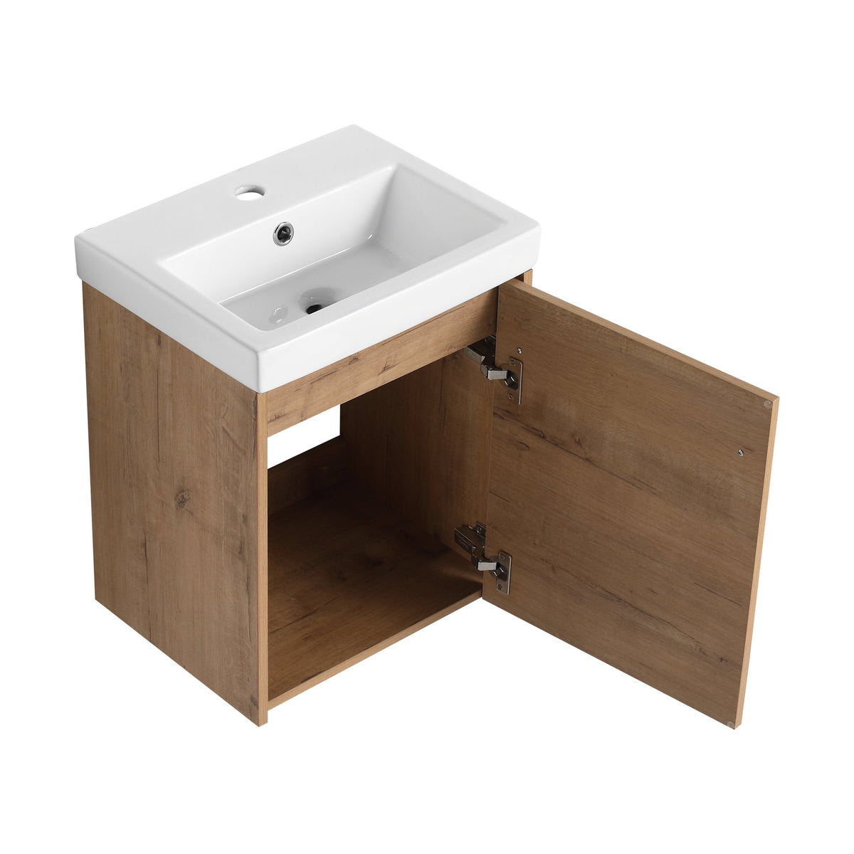 18'' Floating Wall-Mounted Bathroom Vanity with Ceramic Sink & Soft-Close Cabinet Door, For Small Bathroom