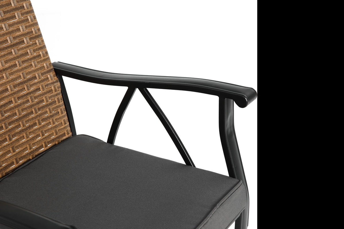 5-Piece Wicker Outdoor Table and Chairs, Patio Dining Set w/Square steel Tabletop and Umbrella Hole, Patio Table and Chairs Set for Backyard Deck Balcony Front Porch