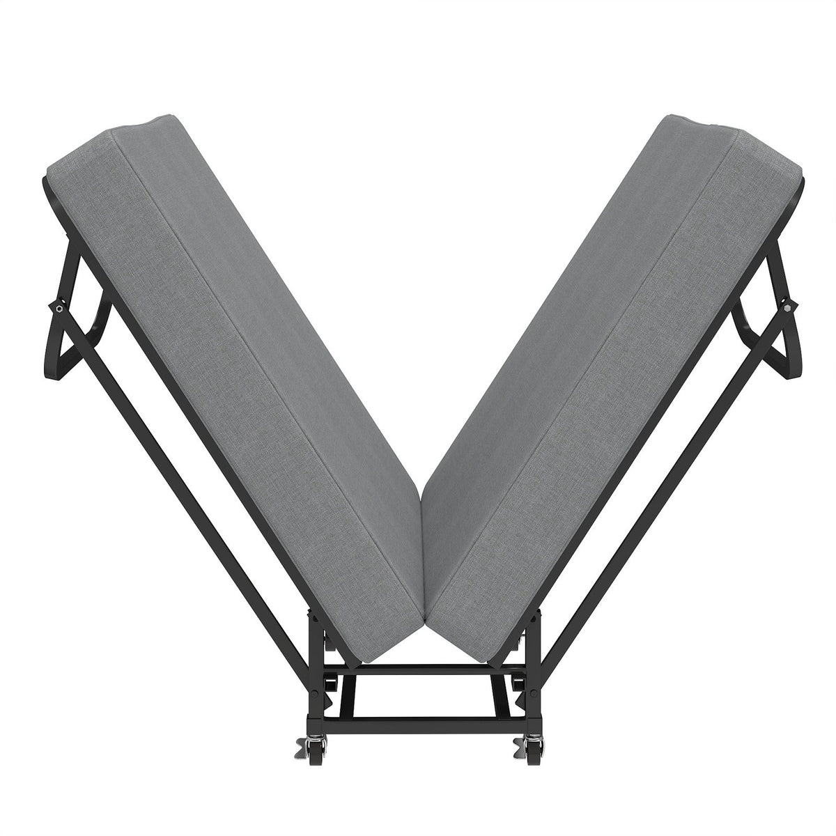 75" Folding Bed with Memory Foam Mattress, 4 Lockable Wheels Portable & Space Saving, Reinforced Steel Frame Quietly Supports 450 lbs, Folds Upright – Essential for Small Apartments & Guest Rooms