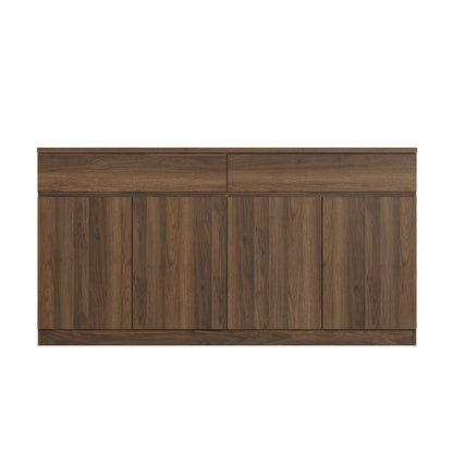 63.1" Sideboard Buffet Cabinet with Storage,Large Kitchen Storage Cabinet with 2 Drawers and 4 Doors, Wood Coffee Bar Buffet Table for Kitchen Dining Room, Walnut