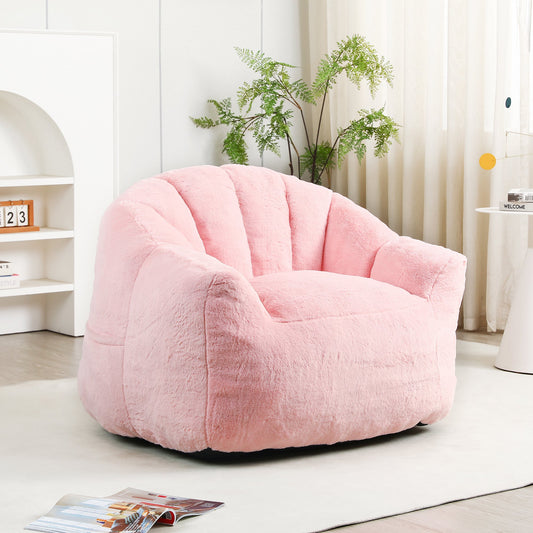 Beanbag Chair, Beanbag Sofa Chair with Armrests Stuffed High-Density Foam, Lazy Sofa Comfy Chairs Beanbag Chair for Adults, Bedroom Reading – Pink