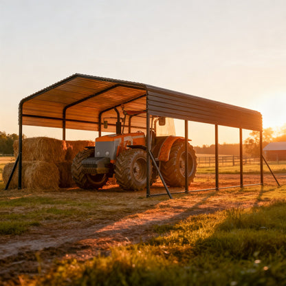 13x20 FT Metal Carport, Garage with Upgraded Triangle Reinforced Frame&4 Poles, Galvanized Steel Hardtop Roof