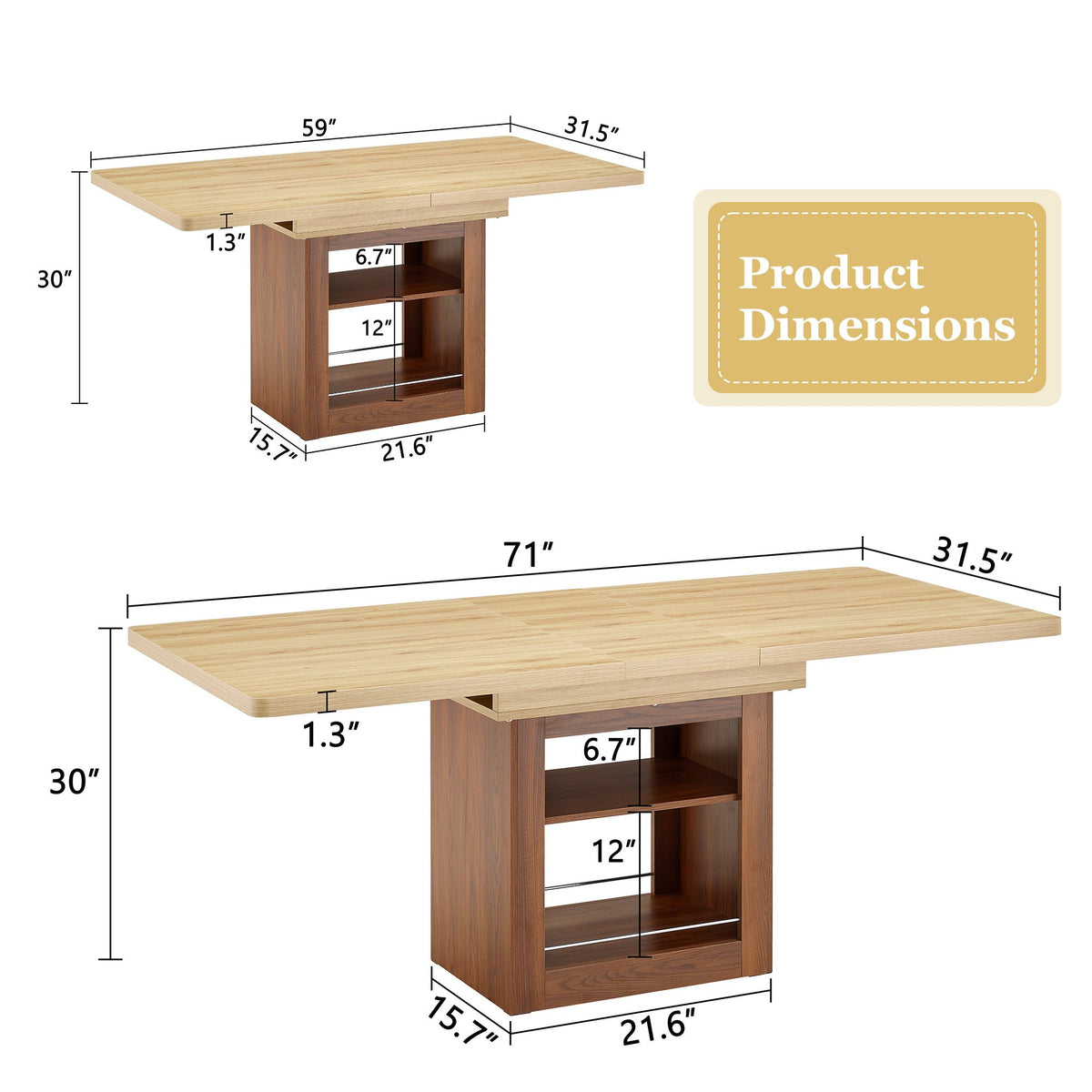 An expandable dining table with storage space