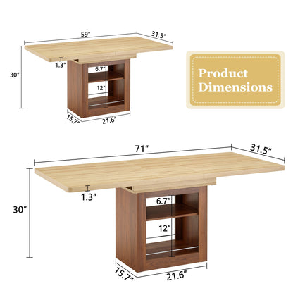 An expandable dining table with storage space