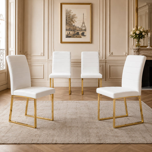 4-Pack - Heavy-duty chairs set: 2.1" thick cushion, iron frame, perfect for home or office. Classic colors, great value